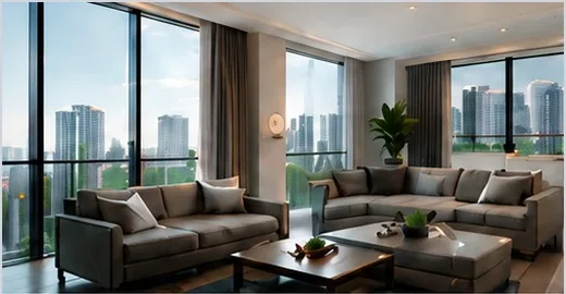 Furnished living room in a partnered property
