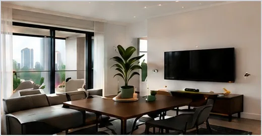 Modern dining and lounge area in a managed unit